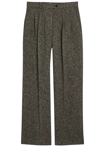 The Row Virgil Straight-leg Tweed Trousers In Gray