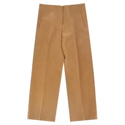 Pre-owned The Row Virgin Wool & Silk Blend Tailored Wide-leg Trousers In Brown