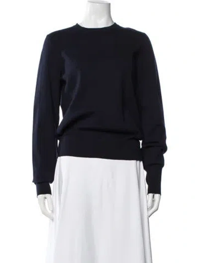 Pre-owned The Row Virgin Wool Crew Neck Sweater In Blue