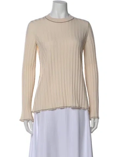 Pre-owned The Row Virgin Wool Crew Neck Sweater In Neutral
