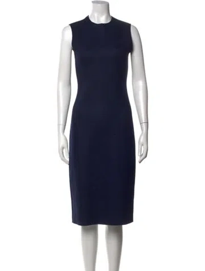 Pre-owned The Row Virgin Wool Knee-length Dress In Blue