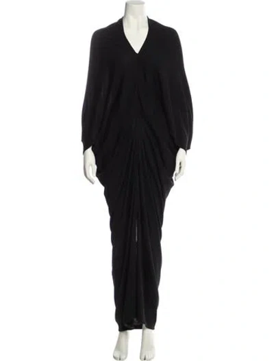 Pre-owned The Row Virgin Wool Long Dress In Black