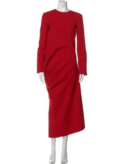 Pre-owned The Row Virgin Wool Long Dress In Red