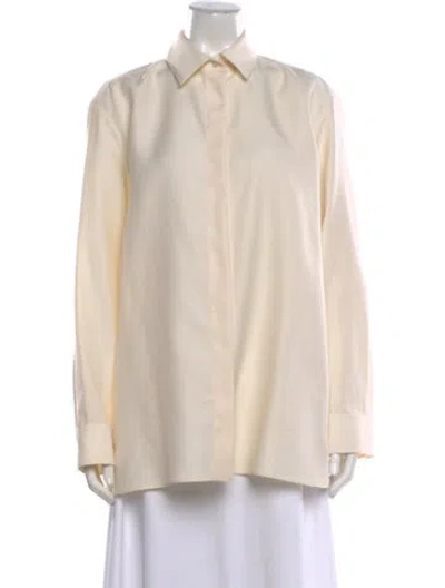 Pre-owned The Row Virgin Wool Long Sleeve Button-up Top In Neutral