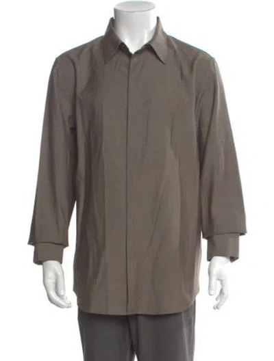 Pre-owned The Row Virgin Wool Long Sleeve Dress Shirt In Brown