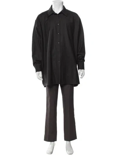 Pre-owned The Row Virgin Wool Long Sleeve Shirt In Black