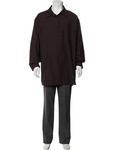 Pre-owned The Row Virgin Wool Long Sleeve Shirt In Brown