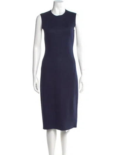 Pre-owned The Row Virgin Wool Midi Length Dress In Blue