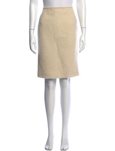 Pre-owned The Row Virgin Wool Midi Length Skirt In White