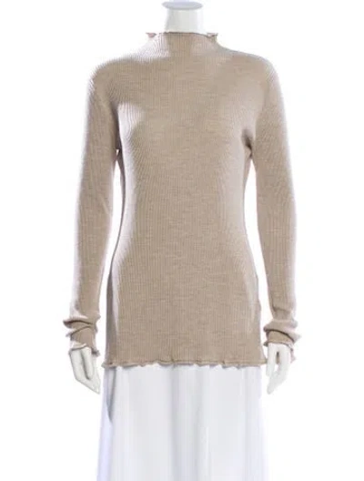 Pre-owned The Row Virgin Wool Mock Neck Sweater In Neutral