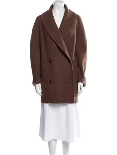 Pre-owned The Row Virgin Wool Peacoat In Brown
