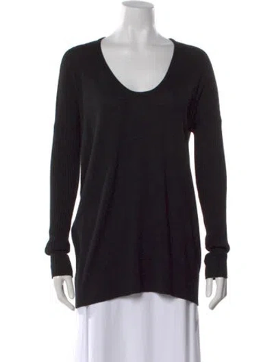 Pre-owned The Row Virgin Wool Scoop Neck Sweater In Black