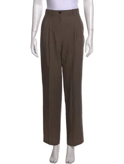 Pre-owned The Row Virgin Wool Straight Leg Pants In Brown