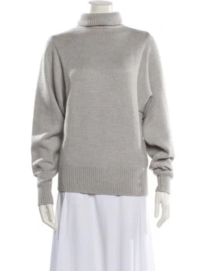 Pre-owned The Row Virgin Wool Turtleneck Sweater In Gray