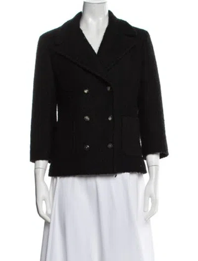 Pre-owned The Row Virgin Wool Tweed Pattern Coat In Black