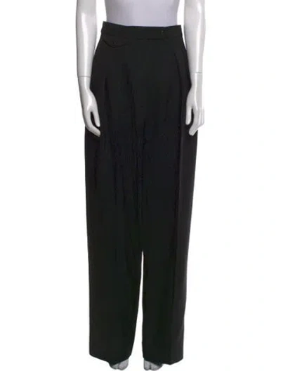 Pre-owned The Row Virgin Wool Wide Leg Pants In Black