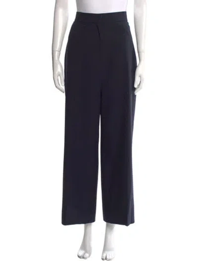 Pre-owned The Row Virgin Wool Wide Leg Pants In Blue