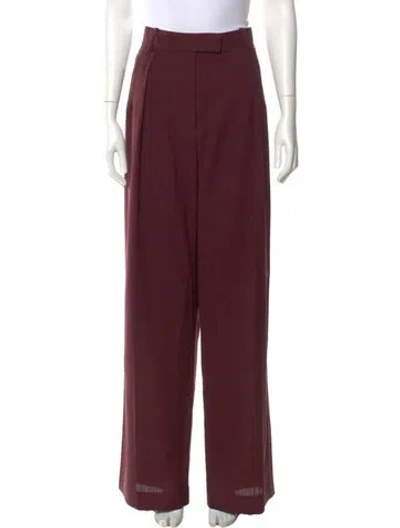 Pre-owned The Row Virgin Wool Wide Leg Pants In Burgundy