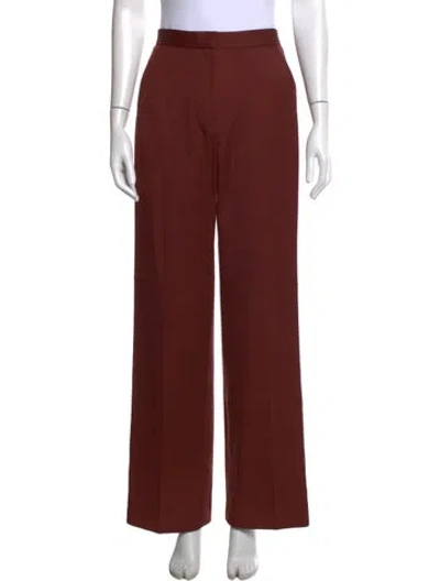 Pre-owned The Row Virgin Wool Wide Leg Pants In Burgundy