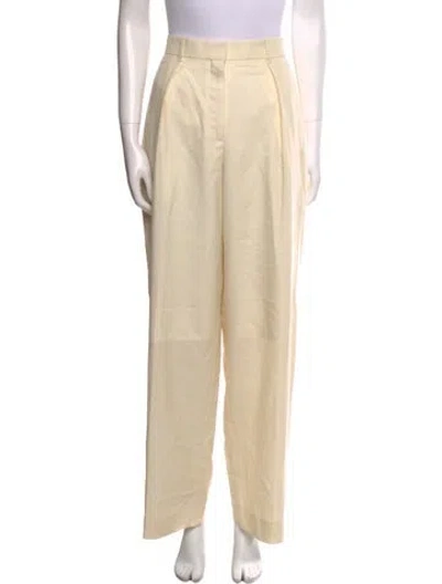 Pre-owned The Row Virgin Wool Wide Leg Pants In Neutral