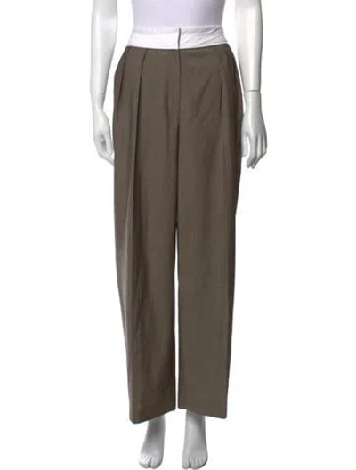 Pre-owned The Row Virgin Wool Wide Leg Pants In Neutral