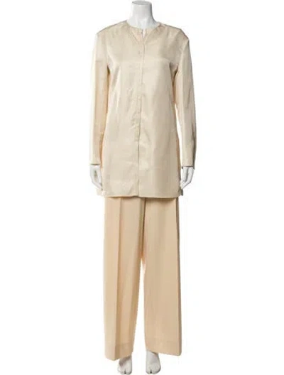 Pre-owned The Row Virgin Wool Wide Leg Pants In Neutral