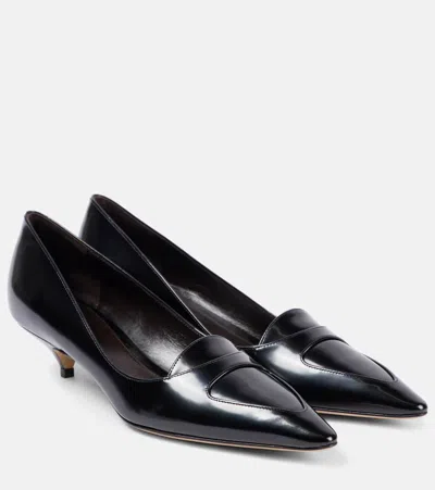 The Row Viv Leather Loafer Pumps In Black