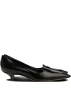 The Row Viv Leather Loafer Pumps In Black