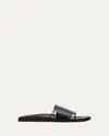 The Row Vivienne Leather Slippers Open Toe Flat Sole In Black