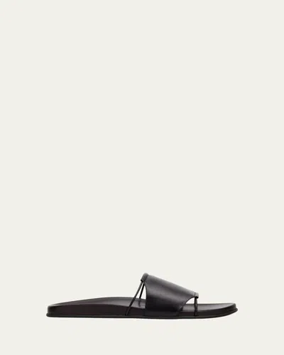 THE ROW VIVIENNE FLAT LEATHER SLIDE SANDALS