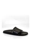 The Row Vivienne Leather Slippers Open Toe Flat Sole In Black