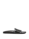 The Row Vivienne Leather Slippers Open Toe Flat Sole In Black