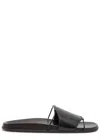 The Row Vivienne Leather Slippers Open Toe Flat Sole In Black