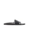 The Row Vivienne Leather Slippers Open Toe Flat Sole In Black