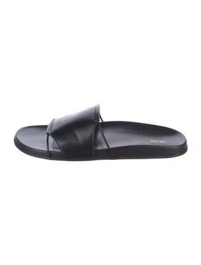 Pre-owned The Row Vivienne Leather Slides In Black