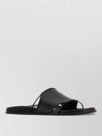 The Row Vivienne Leather Slippers Open Toe Flat Sole In Multi