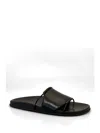 The Row Vivienne Leather Slippers Open Toe Flat Sole In Black