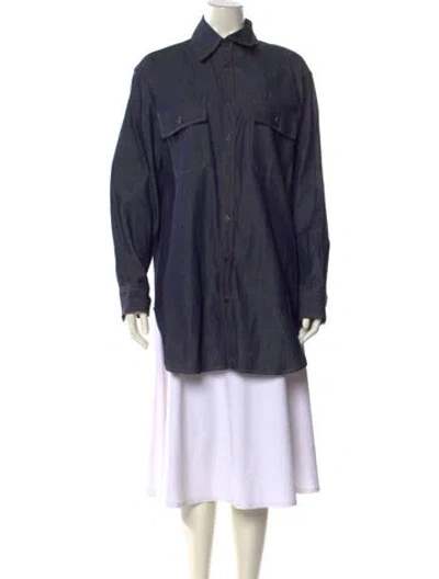 Pre-owned The Row Vivienne Shirt Long Sleeve Button-up Top In Blue