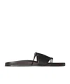 The Row Vivienne Leather Slippers Open Toe Flat Sole In Black