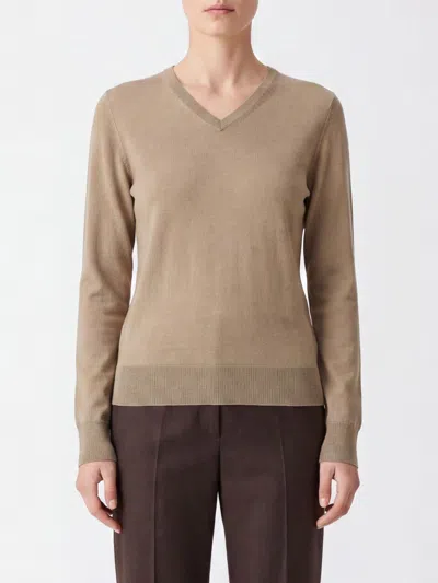 The Row V-neck Jumper In A Cashmere And Silk Blend With Long Sleeves In Brown
