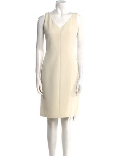 Pre-owned The Row V-neck Knee-length Dress In Neutral