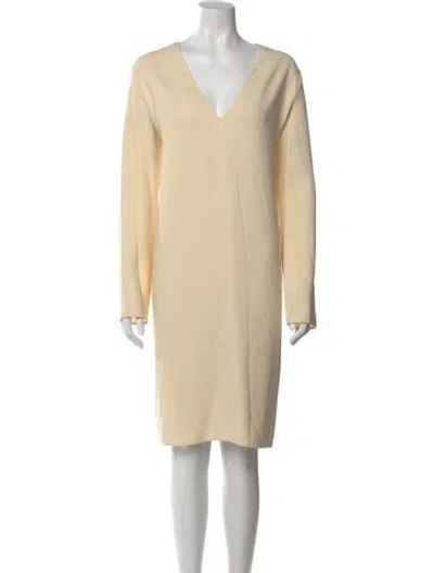 Pre-owned The Row V-neck Knee-length Dress In Neutral
