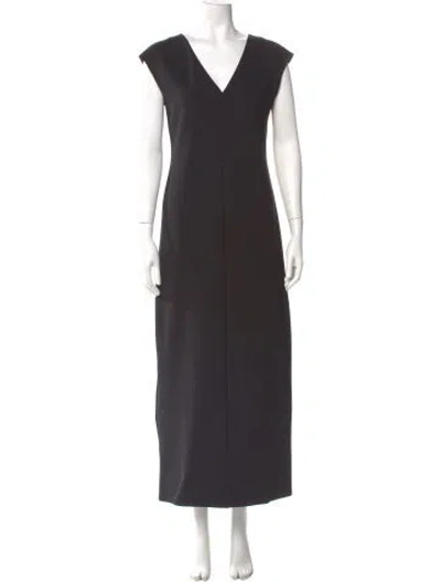 Pre-owned The Row V-neck Long Dress In Black
