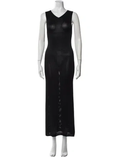 Pre-owned The Row V-neck Long Dress In Black