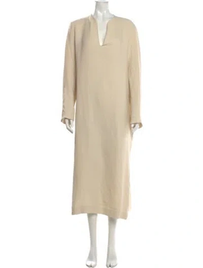 Pre-owned The Row V-neck Long Dress In Neutral