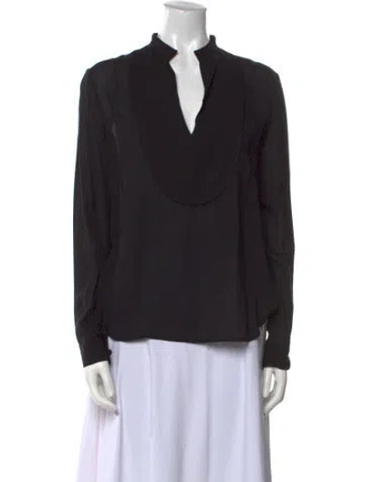 Pre-owned The Row V-neck Long Sleeve Blouse In Black