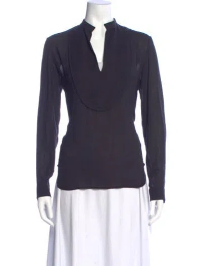 Pre-owned The Row V-neck Long Sleeve Blouse In Blue