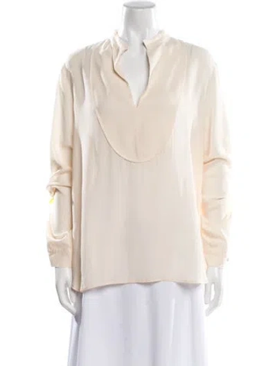 Pre-owned The Row V-neck Long Sleeve Blouse In Neutral
