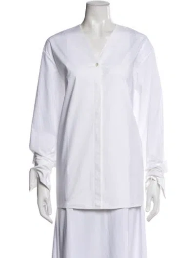 Pre-owned The Row V-neck Long Sleeve Blouse In White