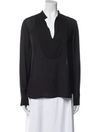Pre-owned The Row V-neck Long Sleeve Cowl Neck Blouse In Black